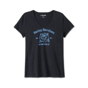 shop Harley Davidson Civitanova | Maglietta Donna Harley-Davidson® Serpent Rose Bling T-shirt Harley-Davidson® V-Neck Rosebud da donna